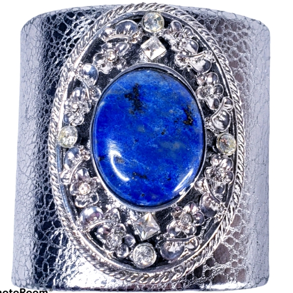 LYNNE CURTIN DESIGNS Lapis Silver Leather Cuff - Picture 1 of 9